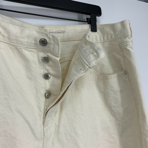 American Eagle Jeans Womens Plus Size 20 Regular Wide Leg Crop Button Fly Beige - Picture 4 of 11